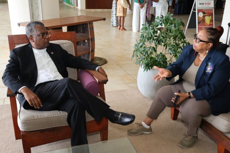 Minister Mitchell interacts with The Bahamas Carifesta XV delegation in Barbados