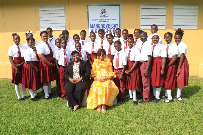 Governor General Dame Cynthia Pratt speaks to Mangrove Cay High School students on South Andros Official Visit