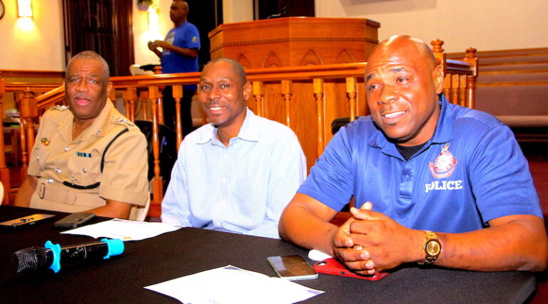 Carmichael Urban Renewal and the police force present security tips to Flamingo Gardens residents