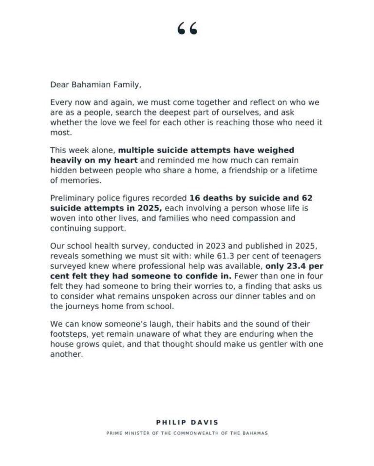 Open Letter from Prime Minister Davis on World Mental Health Day